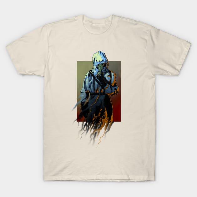Scary man in a gas mask from Chernobyl T-Shirt by Kotolevskiy